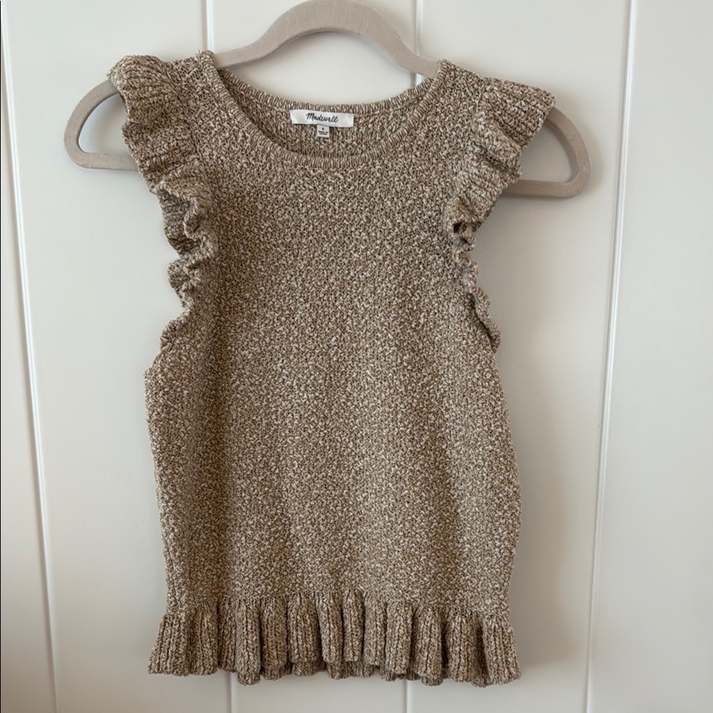 Madewell Tan Ruffle Sweater